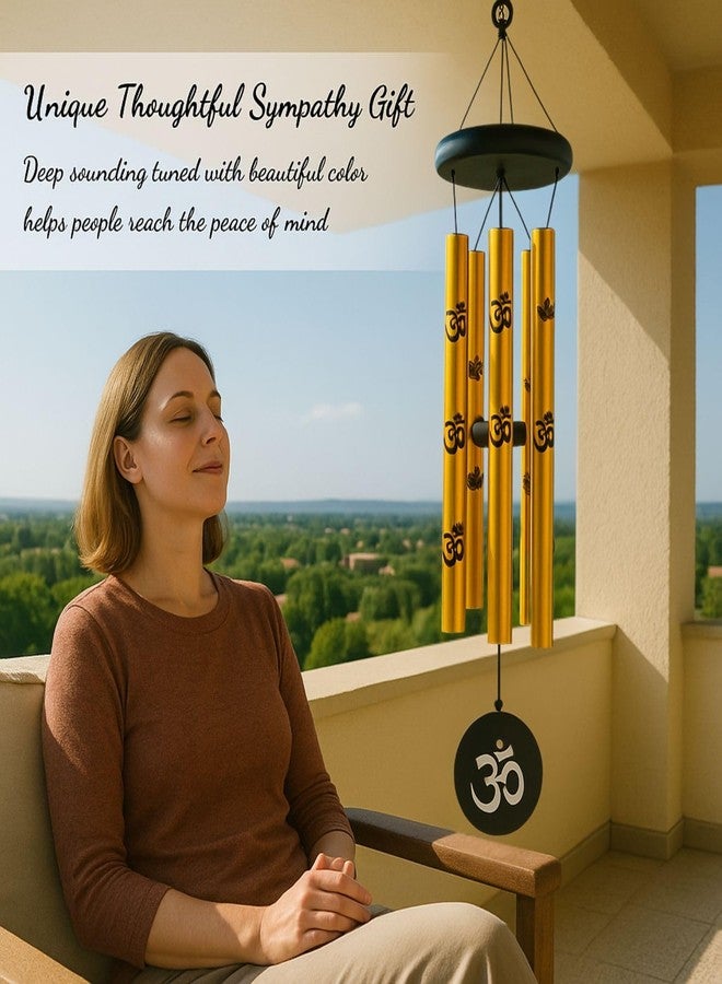 sculpmart 27inch Big Wind Chime for Home & Balcony Hanging - 5 Pipe OM Design Wind Chime for Positive Energy & Melody Sound (Golden) - Image 3